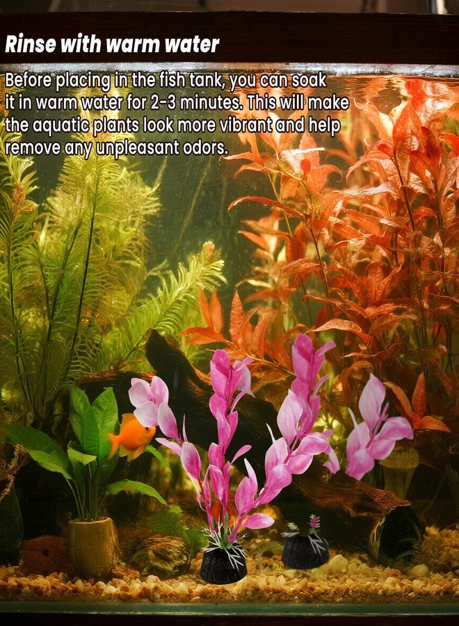 Eldraqth 2 Pcs 4 Inch Small Aquarium Plants for Betta Fish Tank, Fish Tank Decorations Aquatic Water Grass Plastic Artificial Plant Reptiles Plants - Image 3
